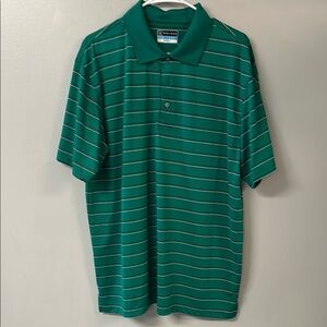 PGA Tour Green Polo Shirt Classic Striped Design